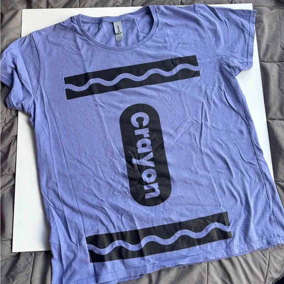 Bundle Womens Kids Crayon Graphic Tees in Purple & Pink Halloween Costume Fun - Picture 3 of 6